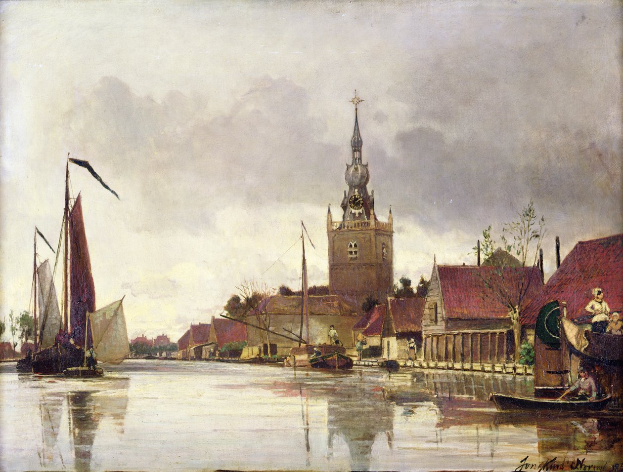 Pohled na Overschie poblíž Rotterdamu, 1856 od Johan Barthold Jongkind
