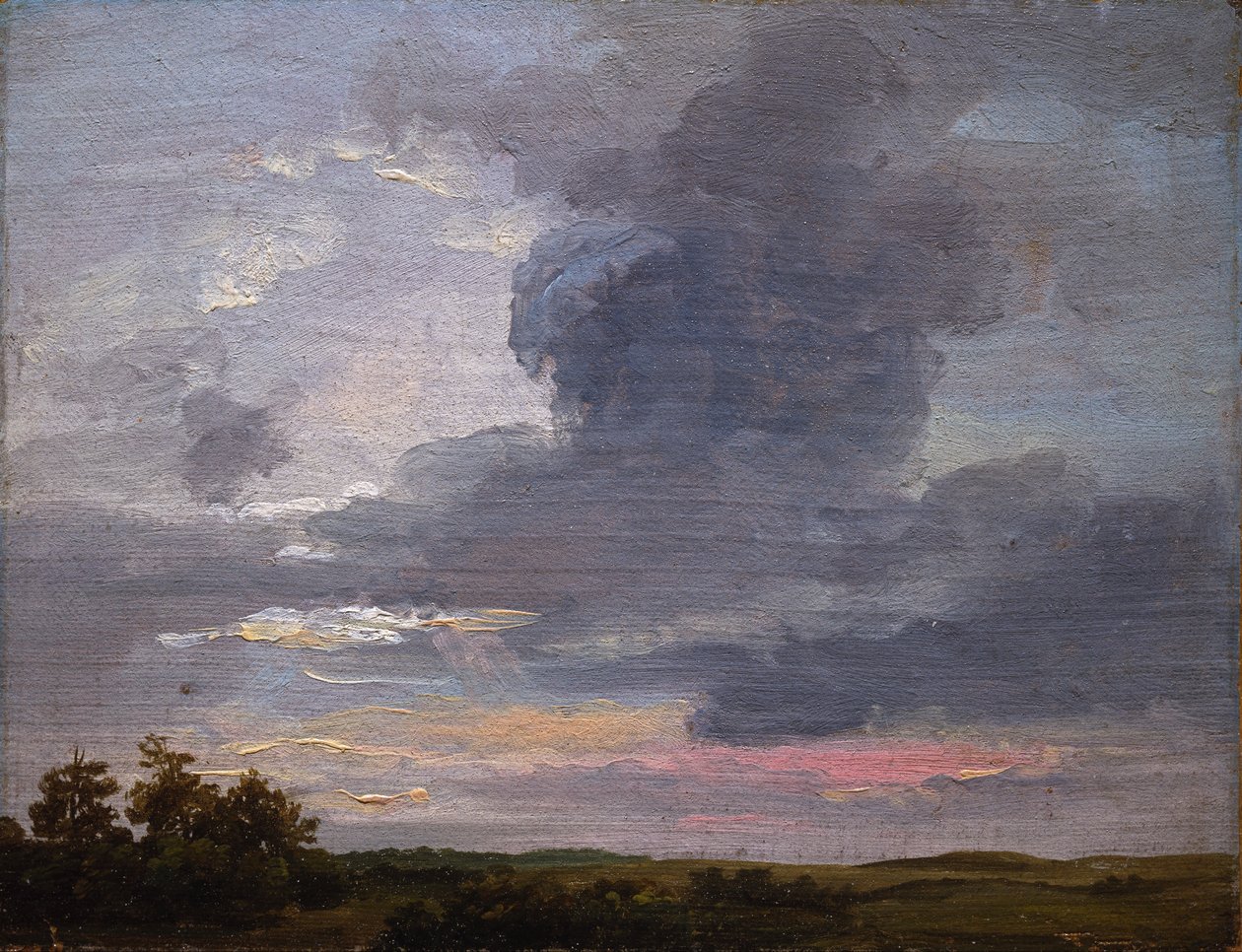Cloudová studie nad plochou krajinou od Johan Christian Dahl