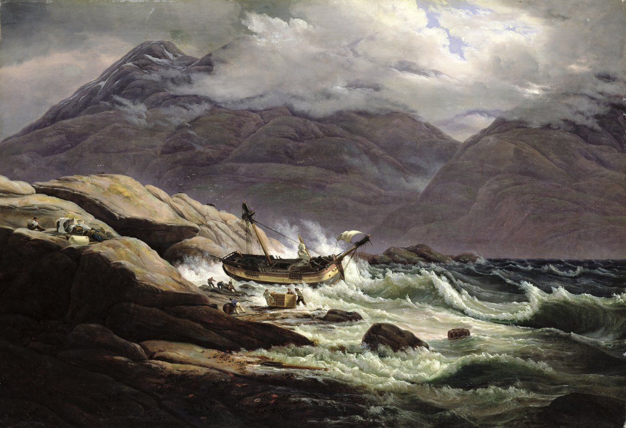 Ztroskotání na norském pobřeží, 1831 od Johan Christian Dahl