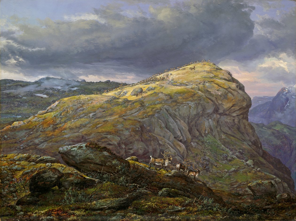 Stugunøset ve společnosti Filefjell od Johan Christian Dahl