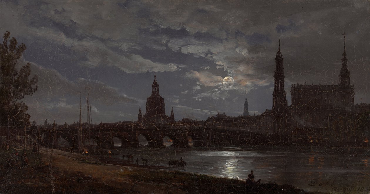 Pohled na Drážďany Moonlight od Johan Christian Dahl