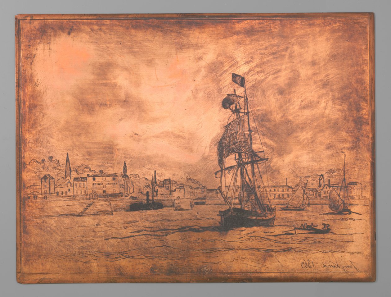 Přístav Honfleur od Johan Barthold Jongkind (signed by artist)