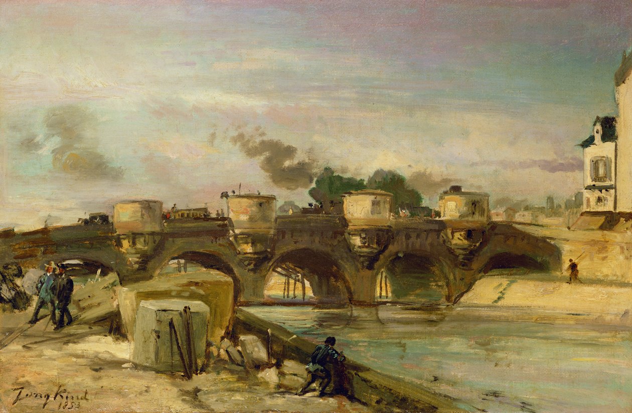 Požár na Pont Neuf, 1853 od Johan Barthold Jongkind