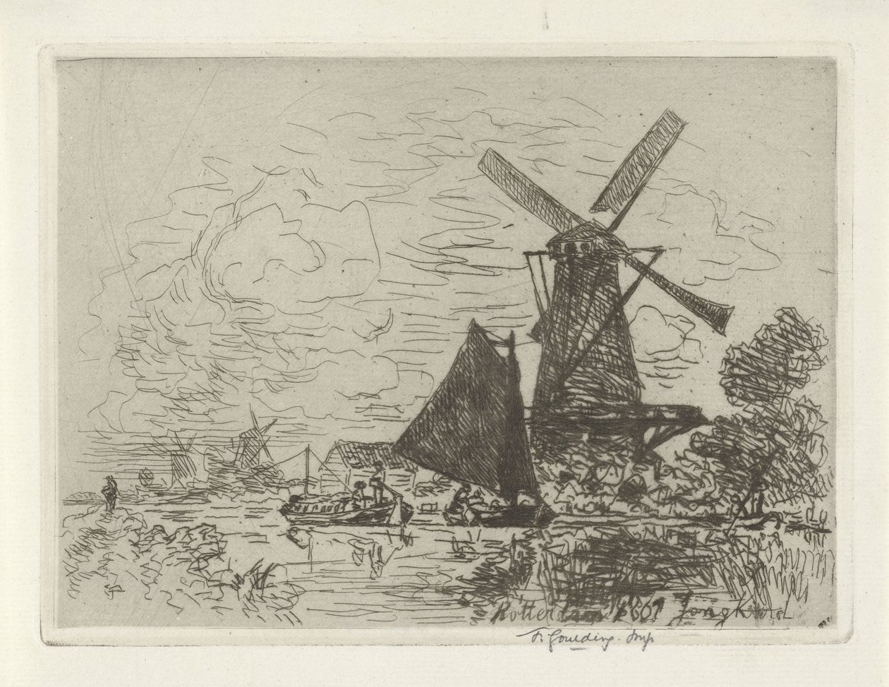 Větrné mlýny poblíž Rotterdamu od Johan Barthold Jongkind
