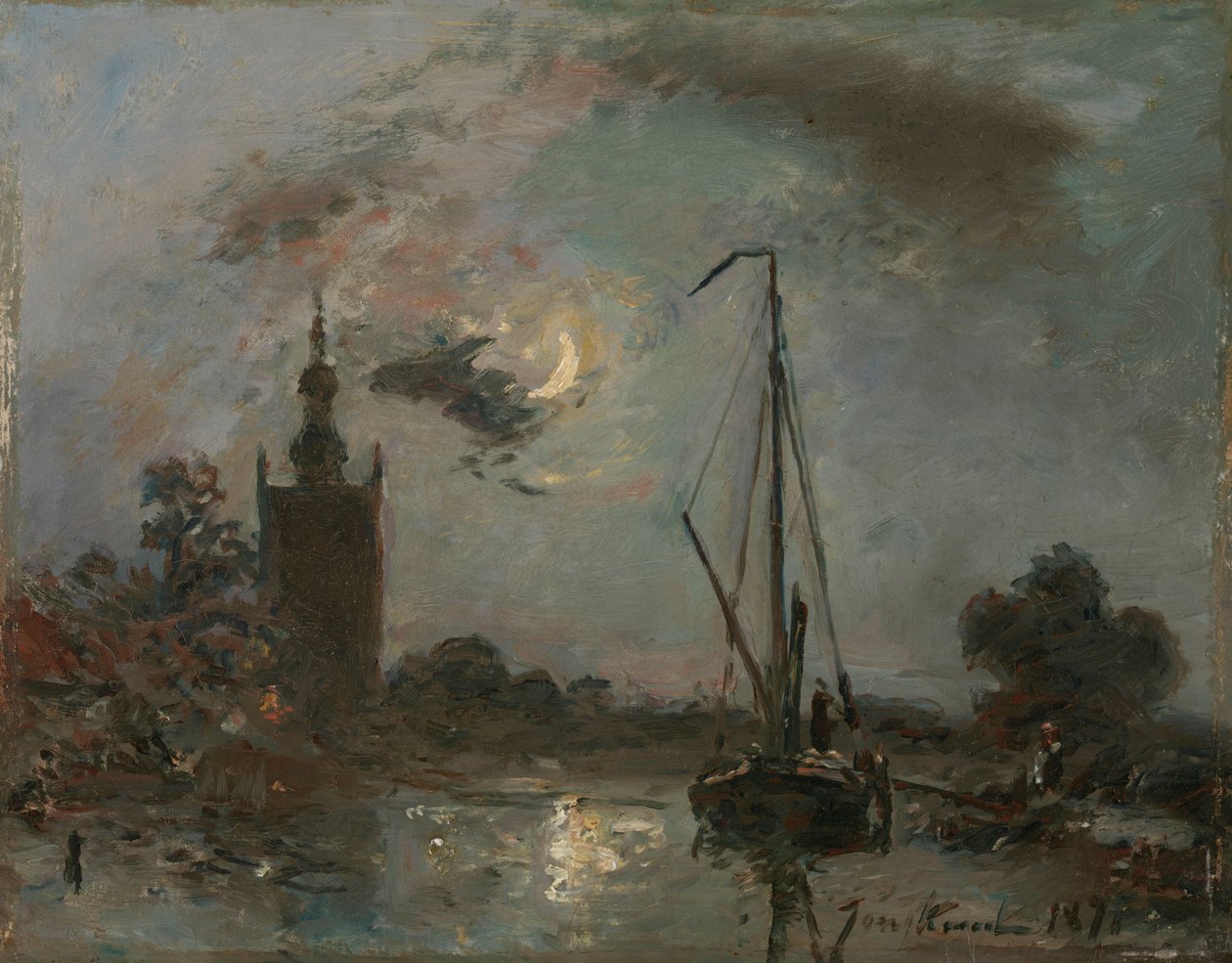 Overschie v měsíčním světle od Johan Barthold Jongkind