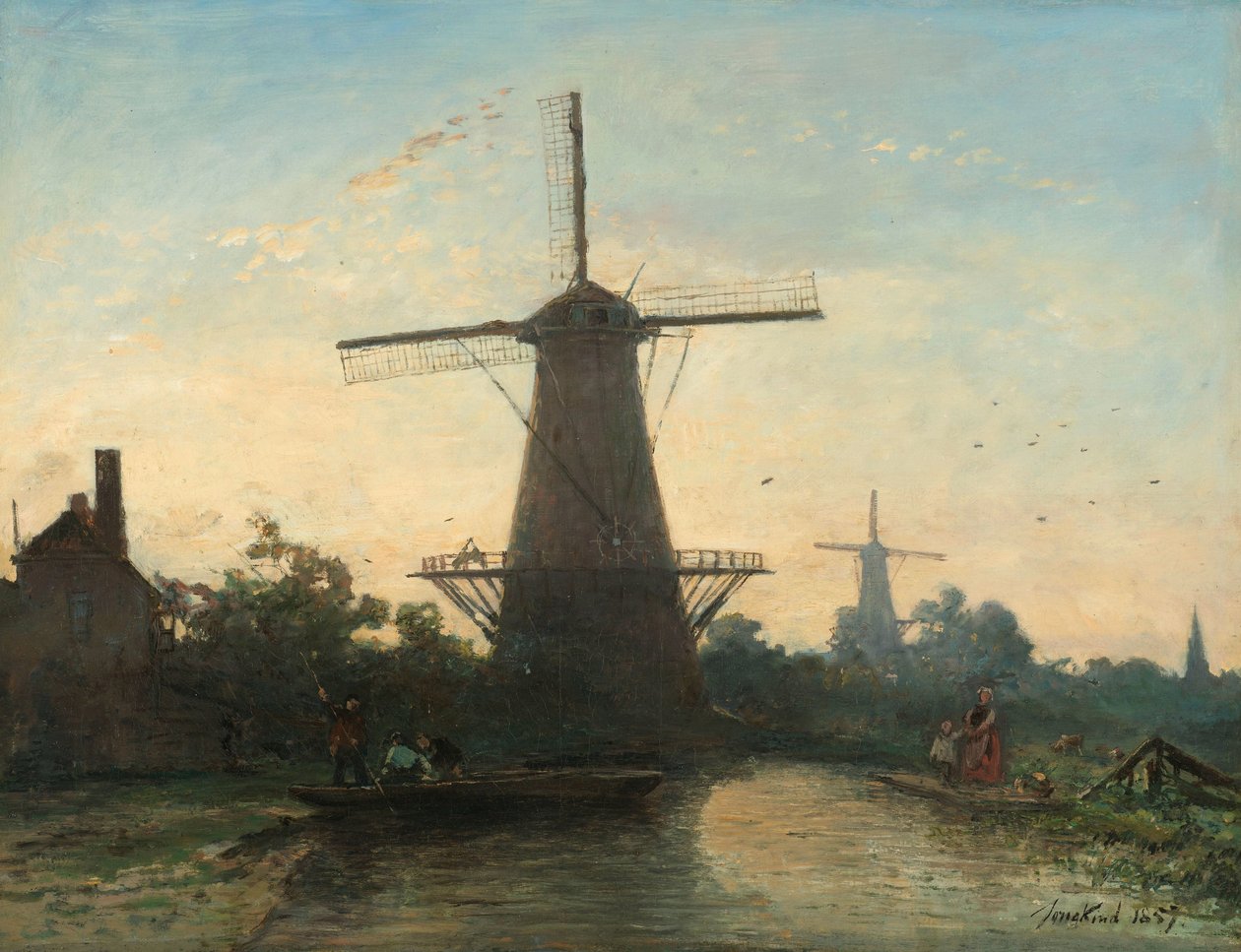 Větrné mlýny poblíž Rotterdamu od Johan Barthold Jongkind