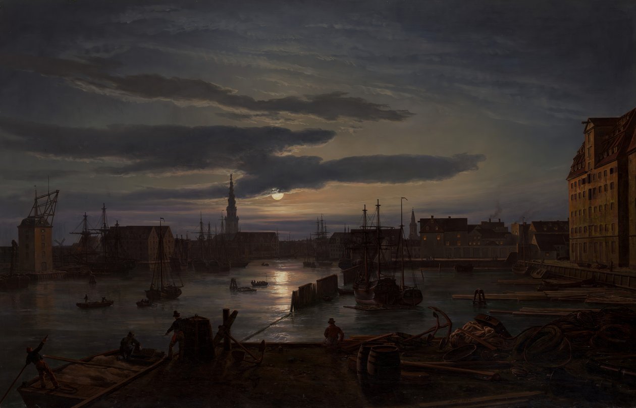 Kodaňský přístav za měsíčního svitu, 1846. od Johan Christian Dahl