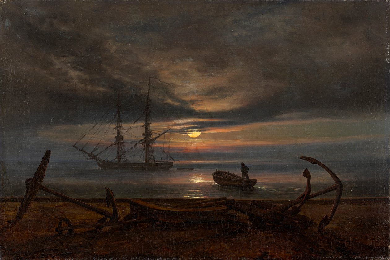 Dánské pobřeží v měsíčním světle od Johan Christian Dahl