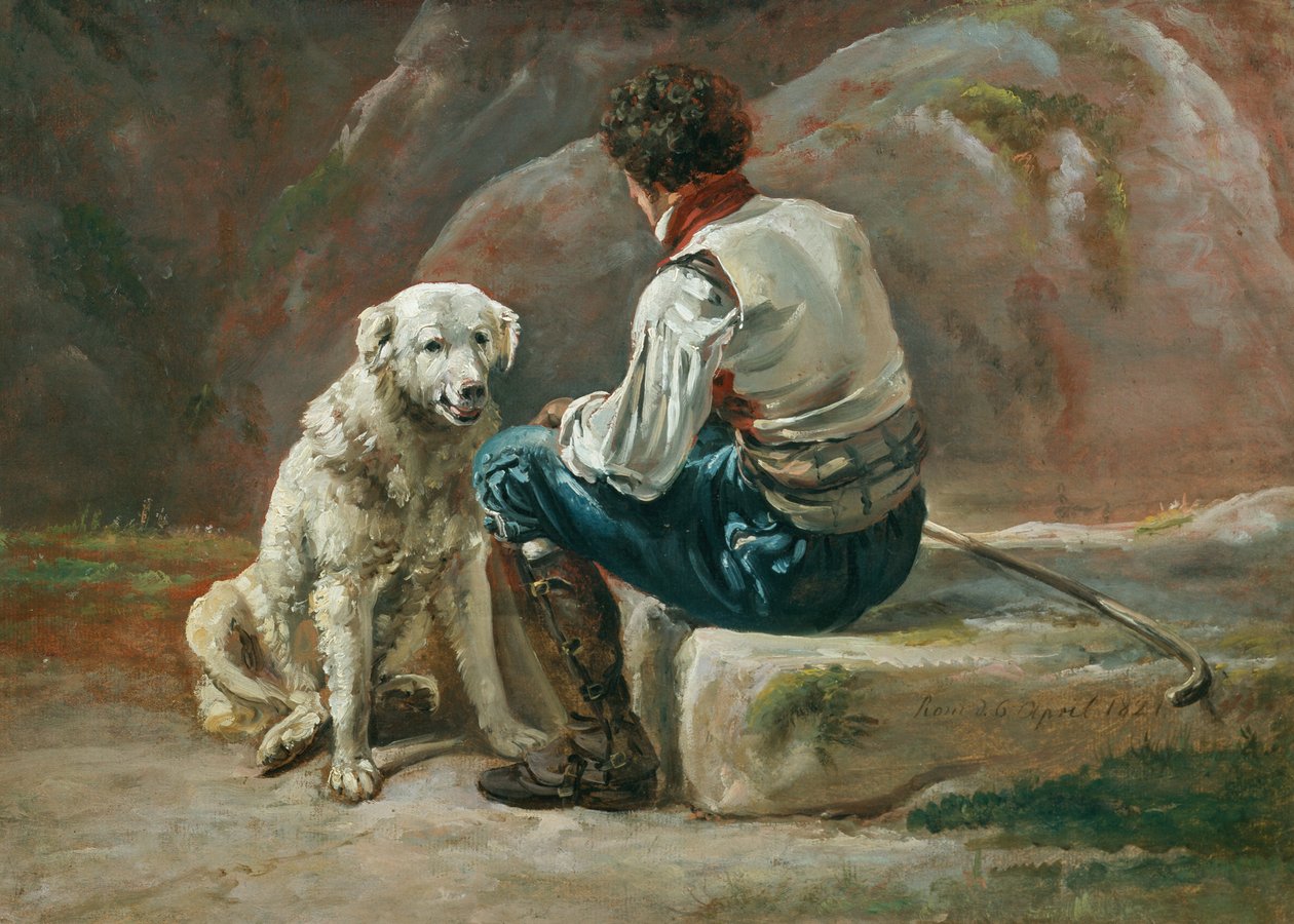 Ital s bílým psem od Johan Christian Dahl