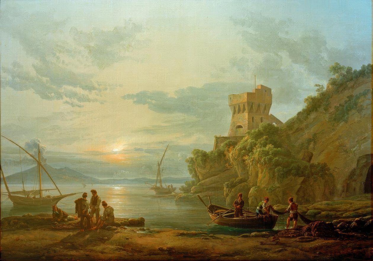 Pobřeží u Castellamare v ranní mlze od Johan Christian Dahl