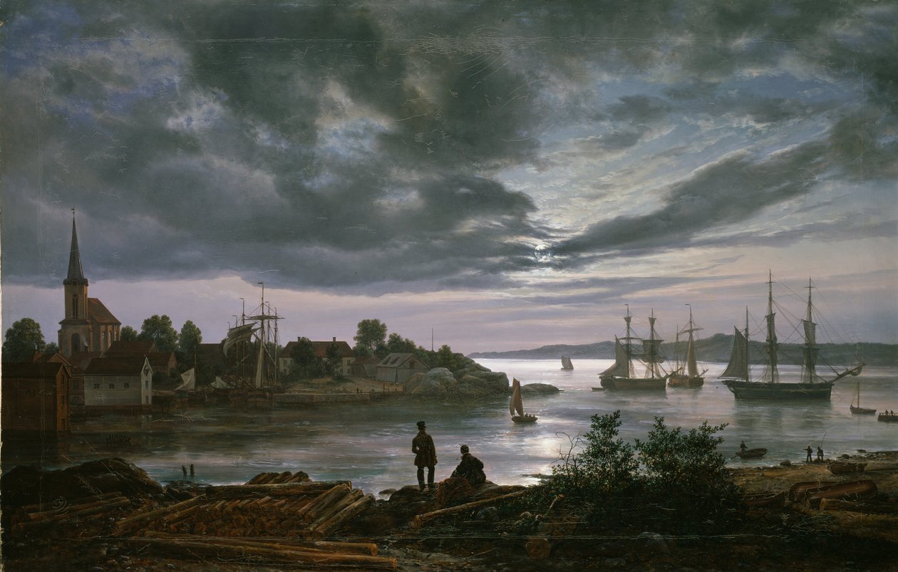 Larvik od Moonlight od Johan Christian Dahl