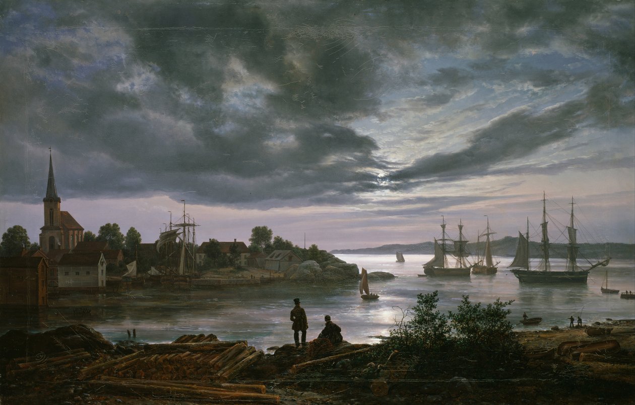 Larvik od Moonlight od Johan Christian Dahl