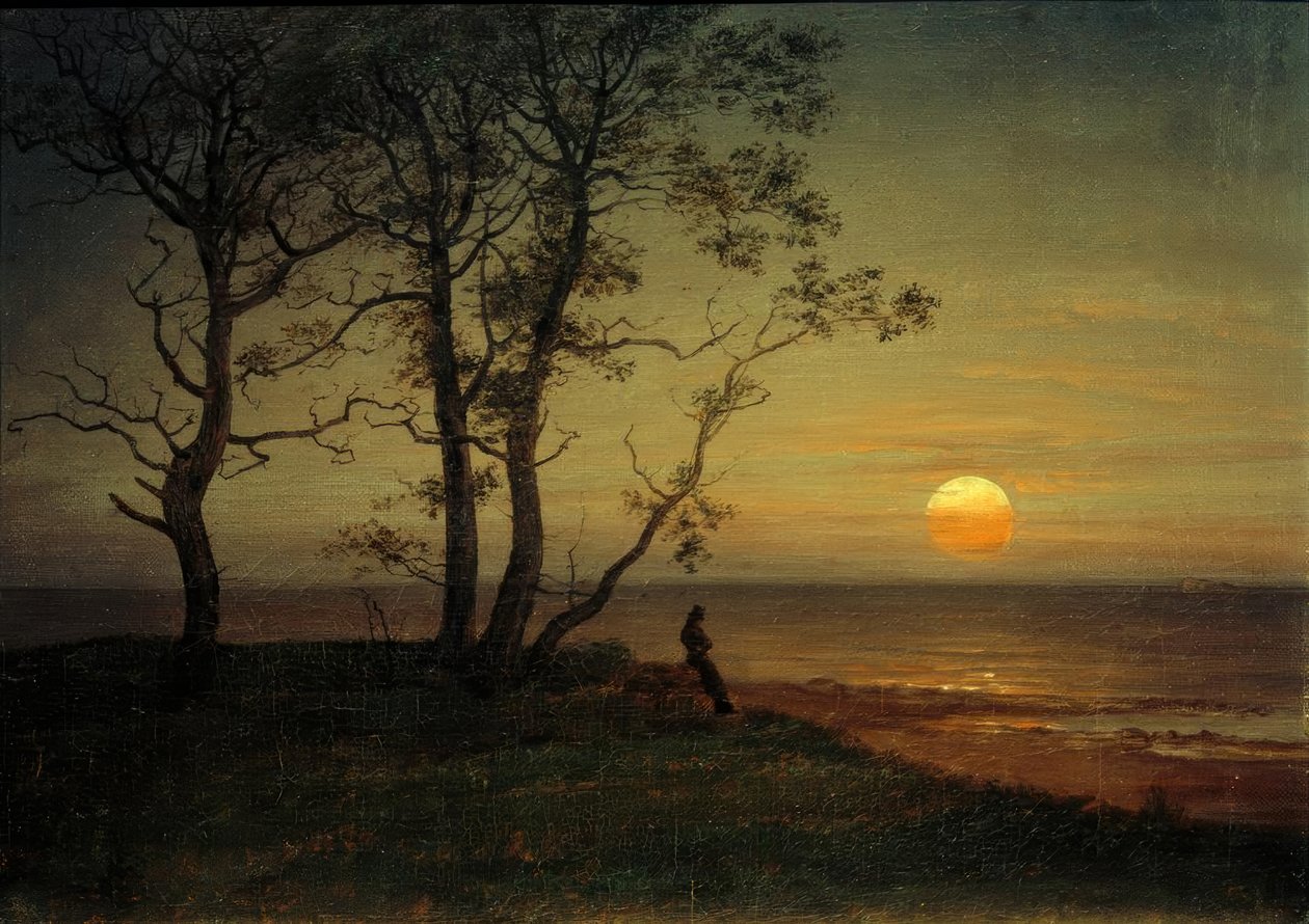 Mořské pobřeží v měsíčním světle od Johan Christian Dahl