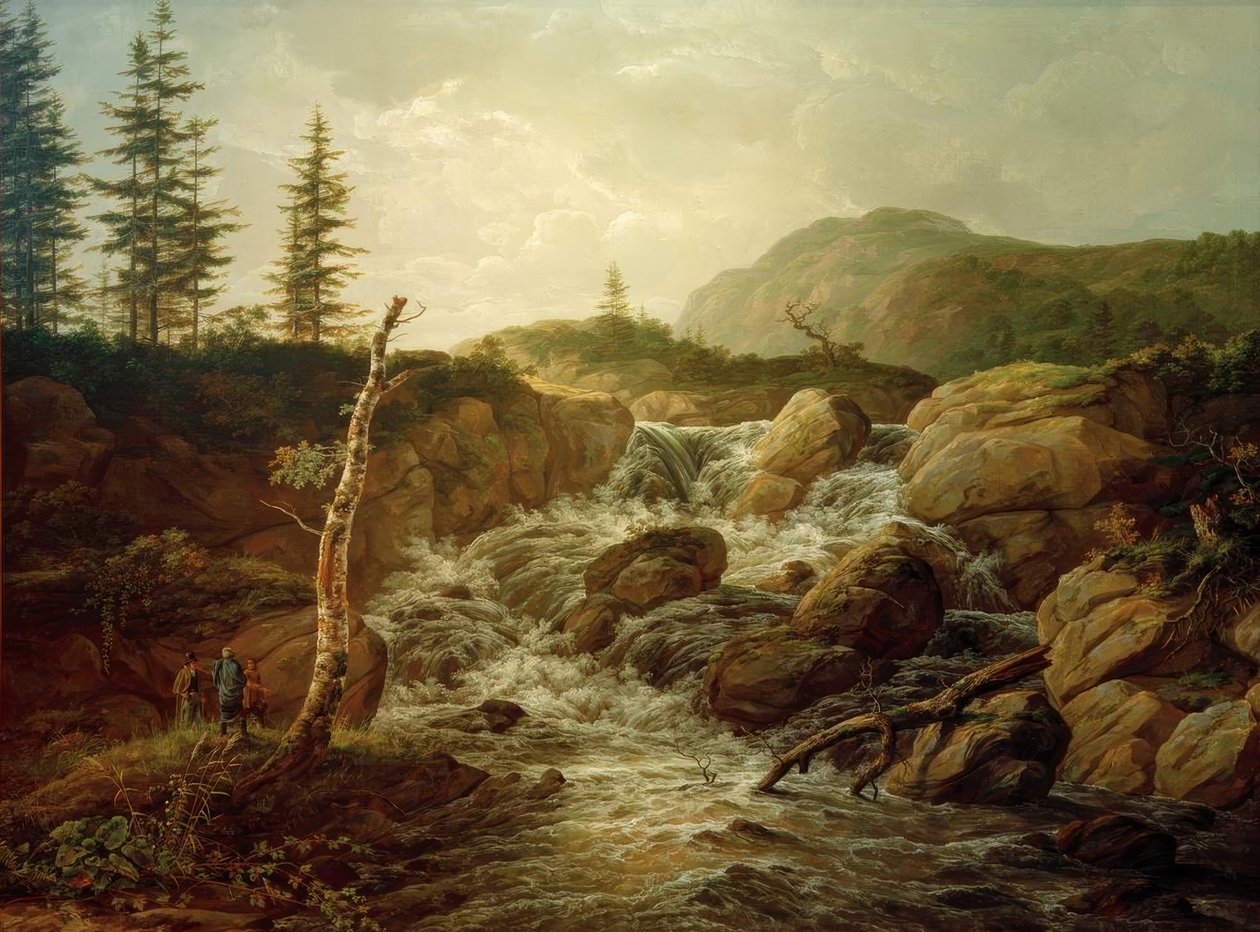 Severská krajina s vodopádem od Johan Christian Dahl