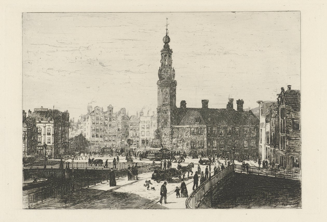 Pohled na Muntplein v Amsterdamu od Johan Conrad Greive