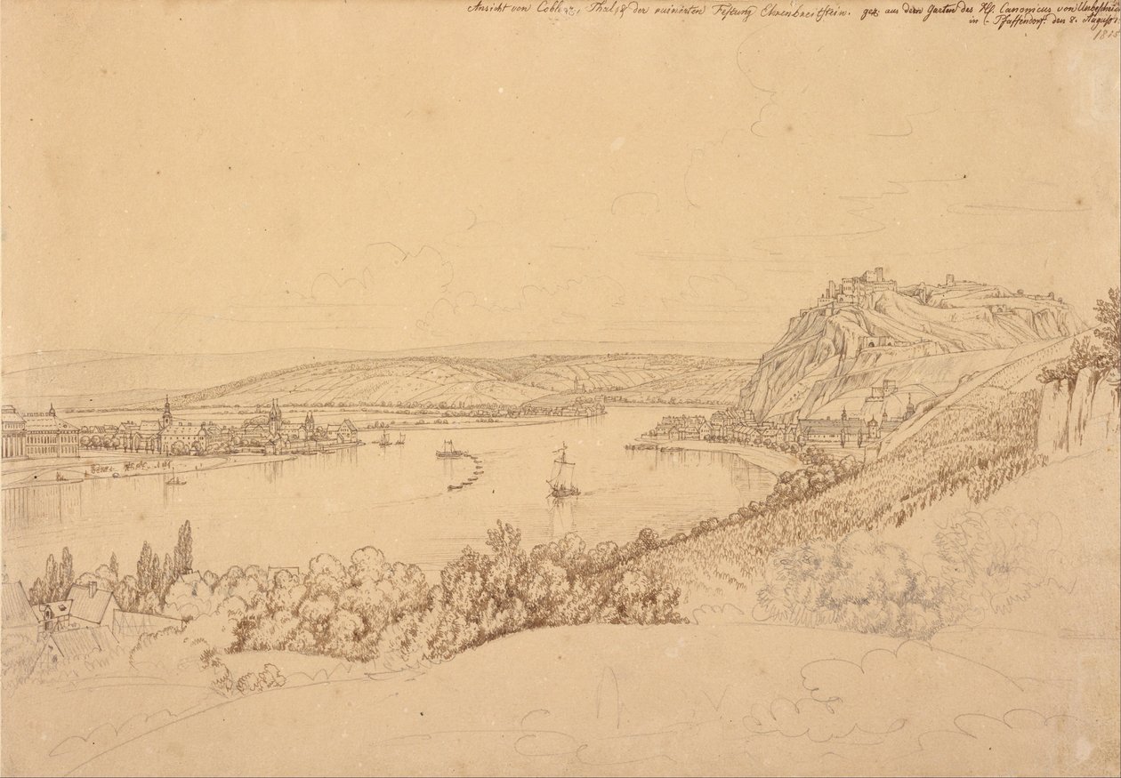 Pohled na pevnost Ehrenbreitstein od Johann Adam Klein
