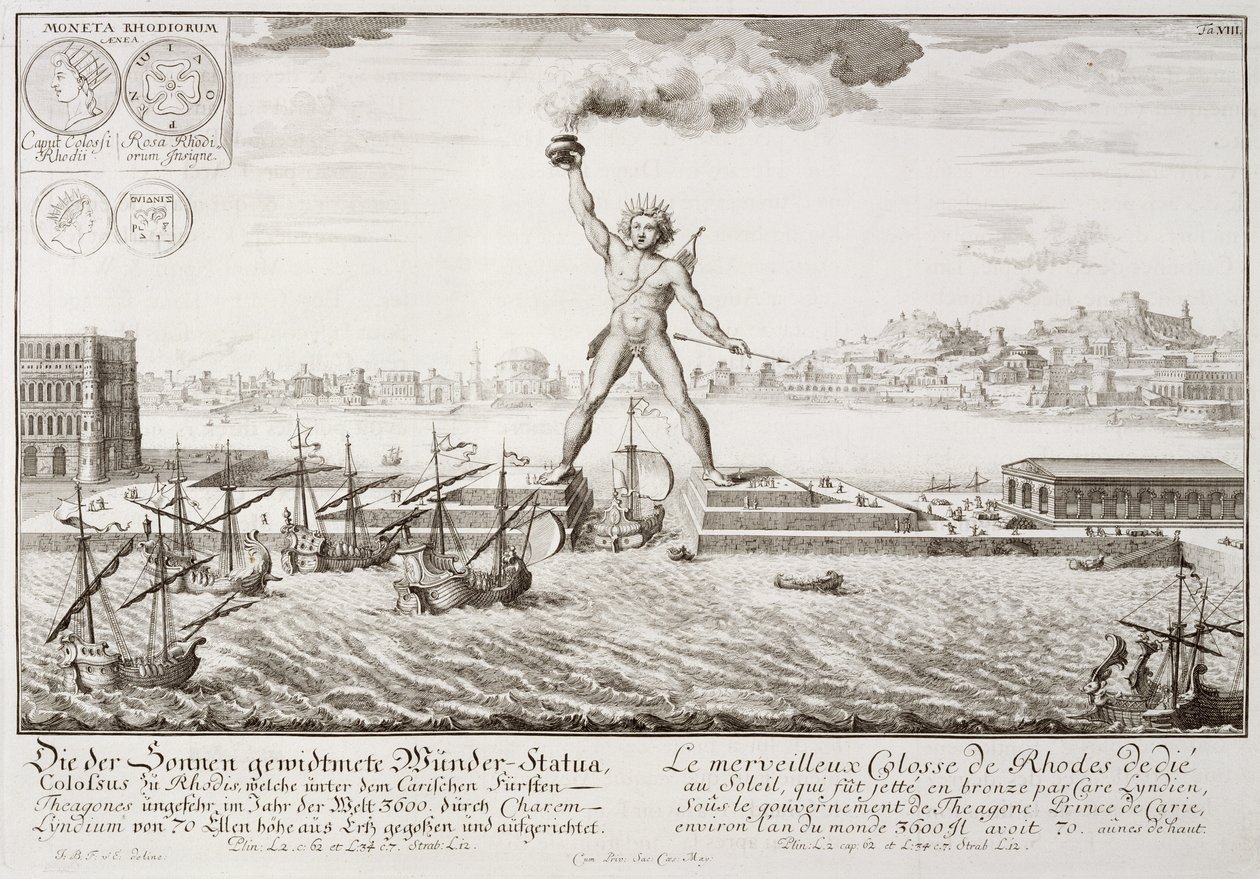 Rhodský kolos, z "Návrhu historické architektury", 1721 od Johann Bernhard Fischer von Erlach