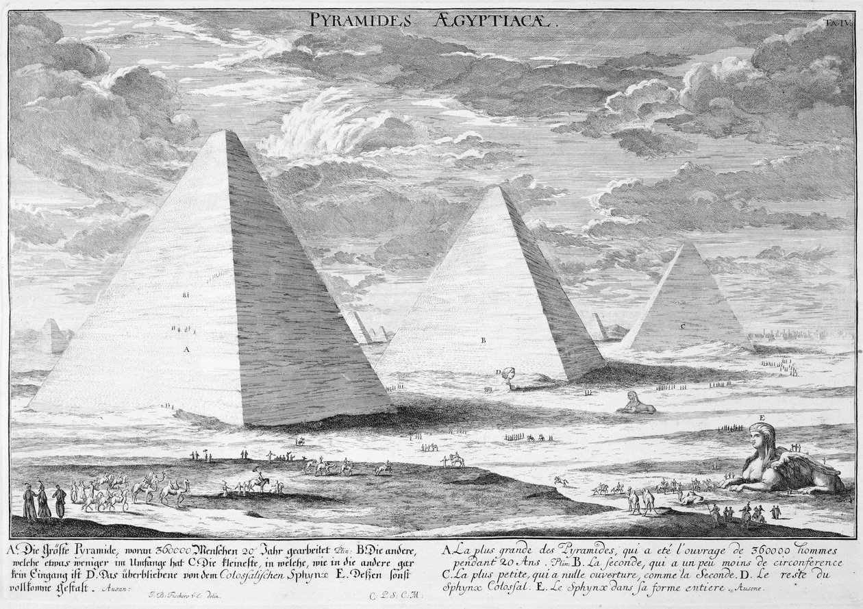 Egyptské pyramidy, deska 4 z „Návrh historické architektury“, vyryl Johann Adam Delsenbach (1687-1765) 1721 od Johann Bernhard Fischer von Erlach