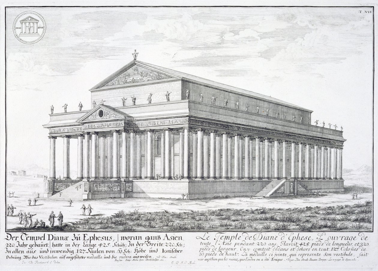 Chrám Diany v Efezu, Turecko, z „Návrhu historické architektury“, 1721 od Johann Bernhard Fischer von Erlach