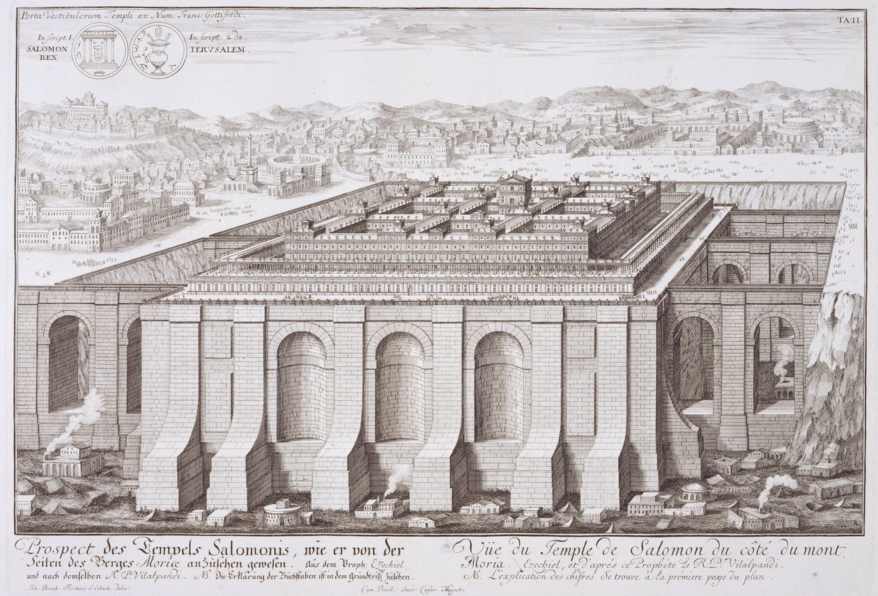 Šalamounův chrám, Jeruzalém, z „Návrhu historické architektury“, 1721 od Johann Bernhard Fischer von Erlach