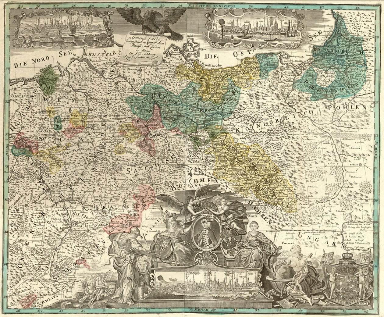 Generál Karta celé královské pruské země od Johann David Schleuen