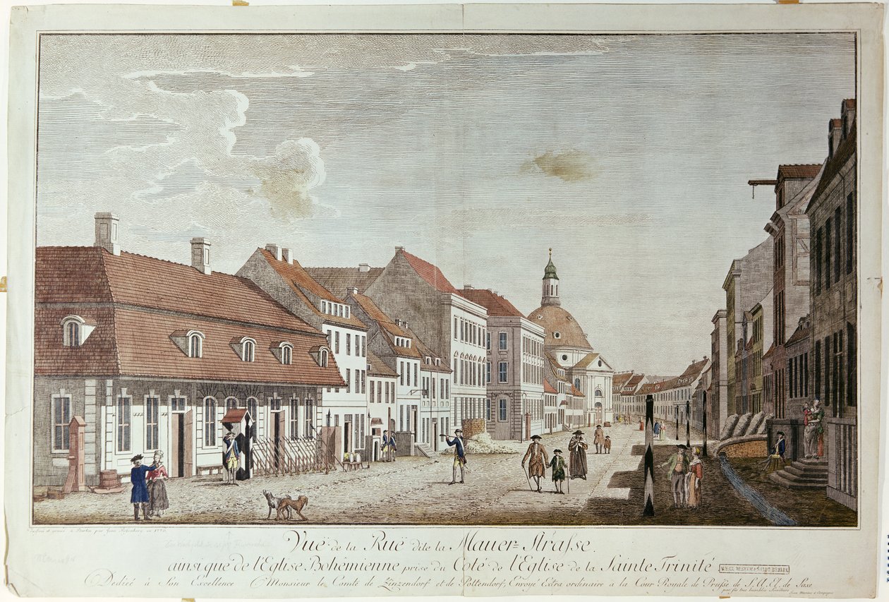 Pohled na Mauer Strasse, Berlín, 1776 od Johann Georg Rosenberg
