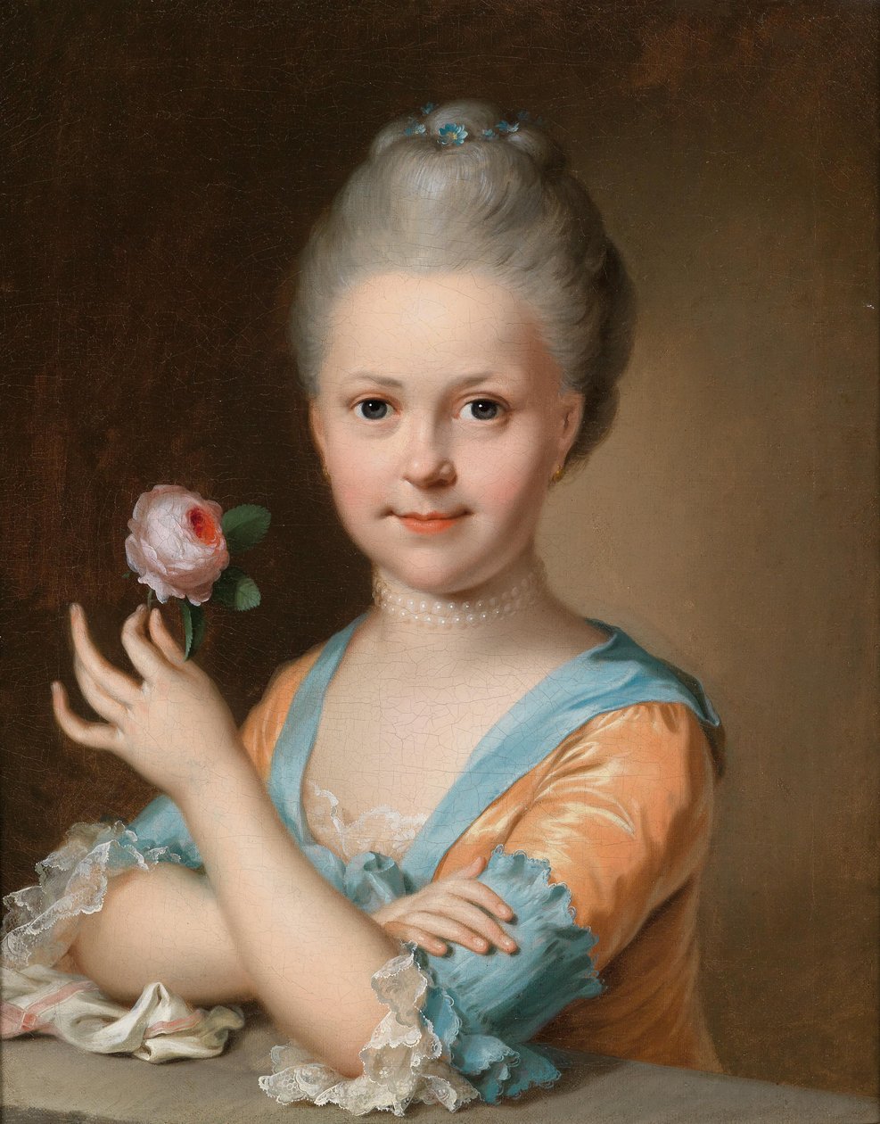 Portrét mladé dívky s růží od Johann Heinrich Tischbein