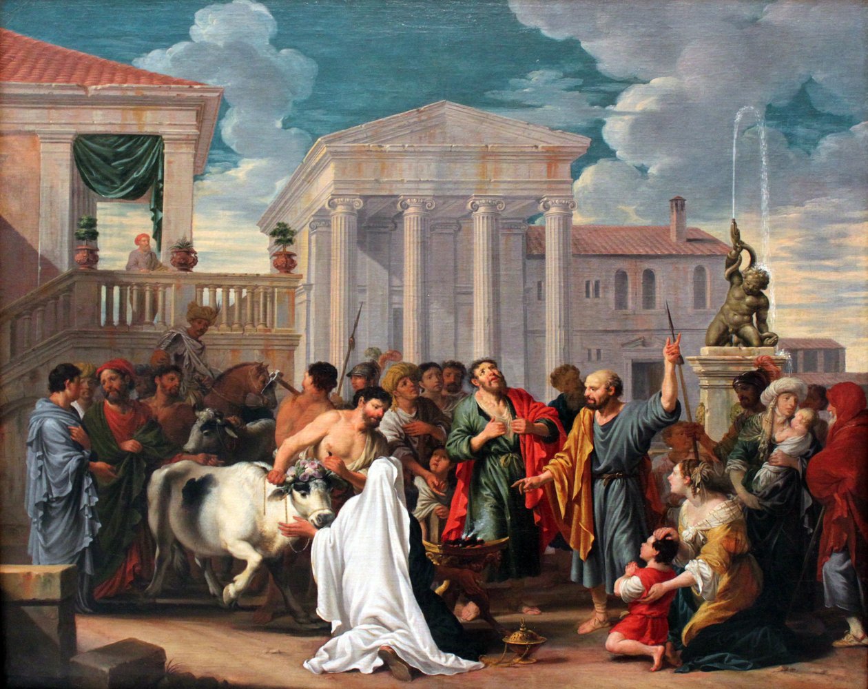 Paul a Barnabas v Lystře od Johann Heiss