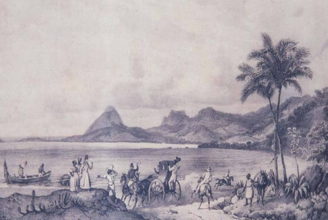 Lagoa das Tretas nyní Rodrigo de Freitas Lagoon od Johann Moritz Rugendas