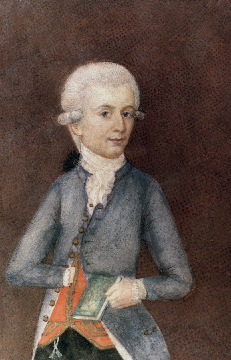 Wolfgang Amadeus Mozart, cca 1780 (miniatura) (kvaš, tempera, pergamen) od Johann Nepomuk della Croce