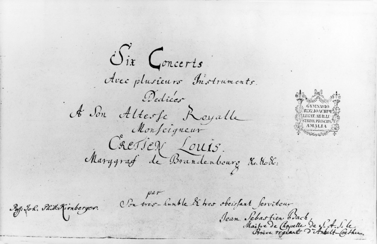 Braniborské koncerty, 1721 (pero na papíře) (viz také 308426, 308425 a 308418 a 308416) od Johann Sebastian Bach
