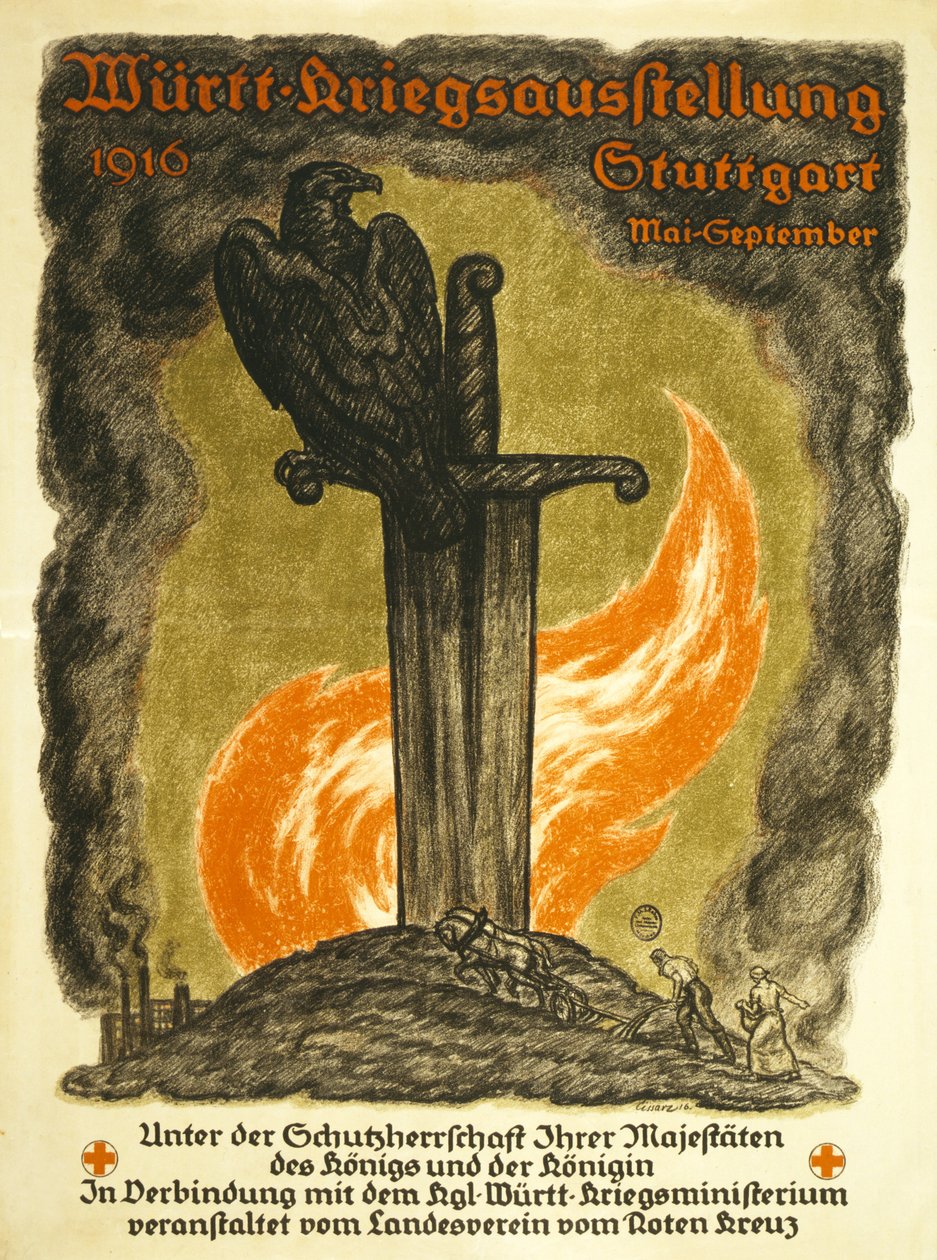 Württ, válečná výstava, 1916 Stuttgart květen-září, hospoda. ve Stuttgartu, 1916 od Johann Vincenz Cissarz