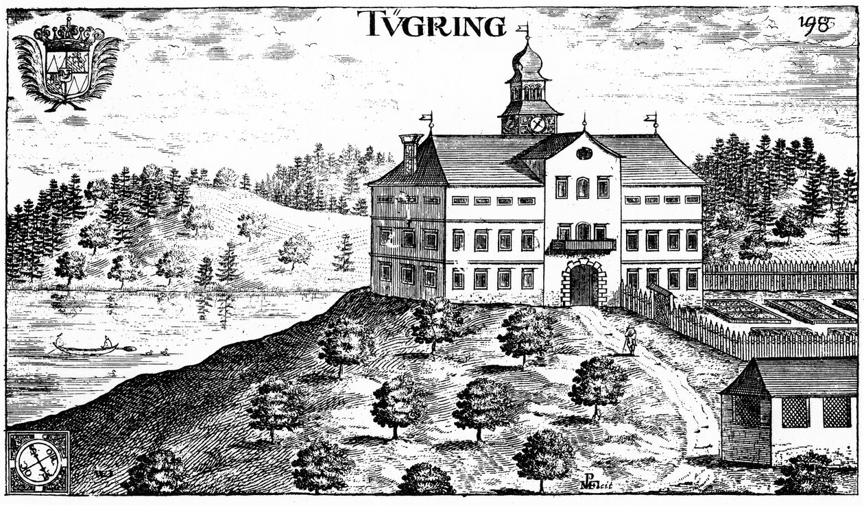 Hrad Tigring v roce 1680 v Moosburgu (Korutany) od Johann Weikhard von Valvasor