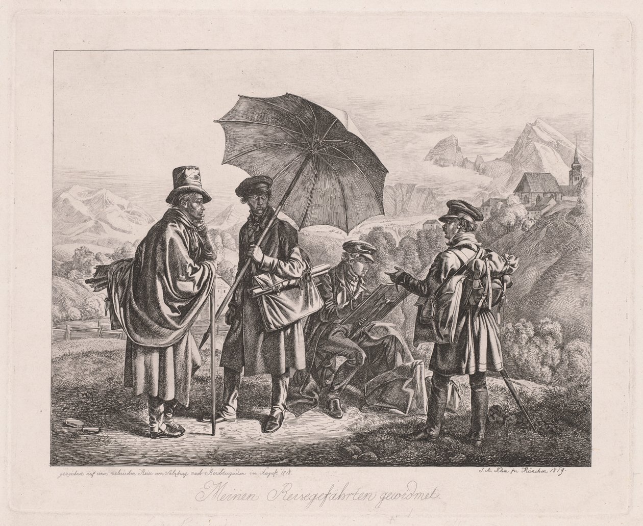 Umělci na jejich cestě, 1819. od Johann Adam Klein
