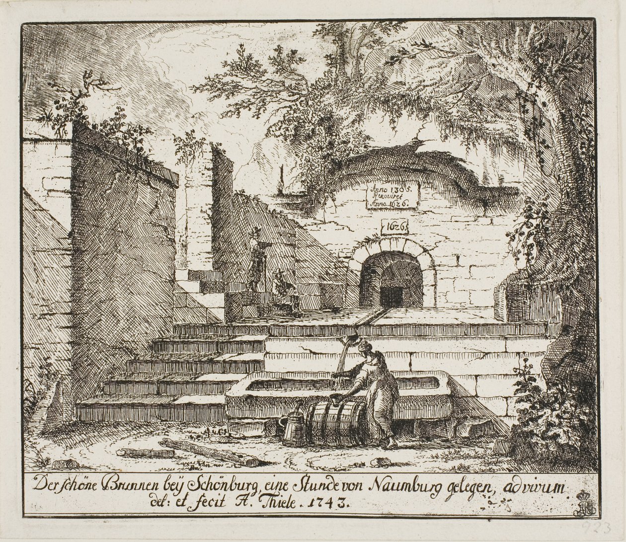 Krásná fontána poblíž Schönburg od Johann Alexander Thiele