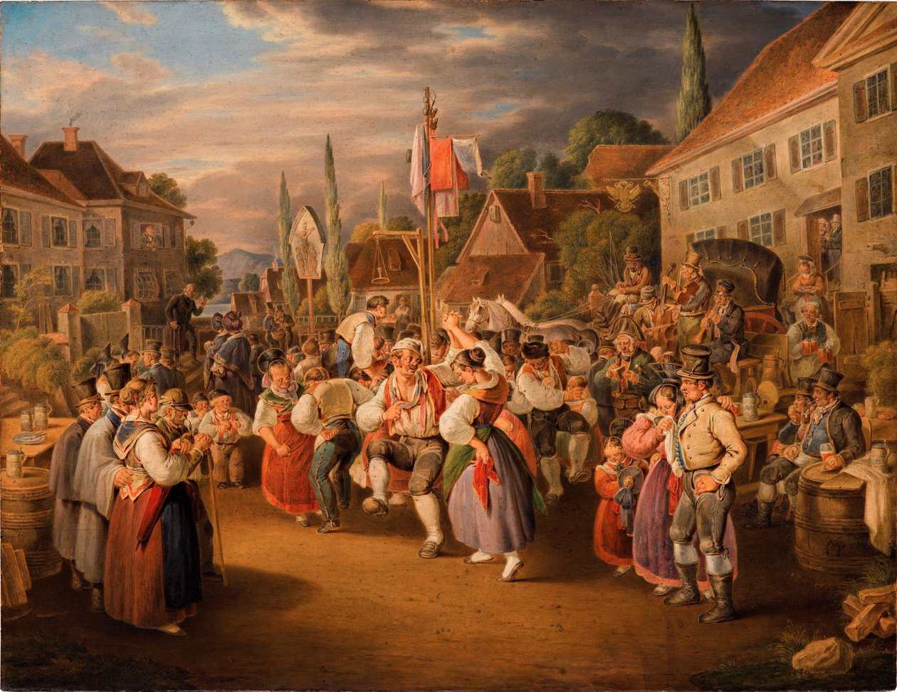 Dožínky s kohoutím tancem, 1839. od Johann Baptist Pflug