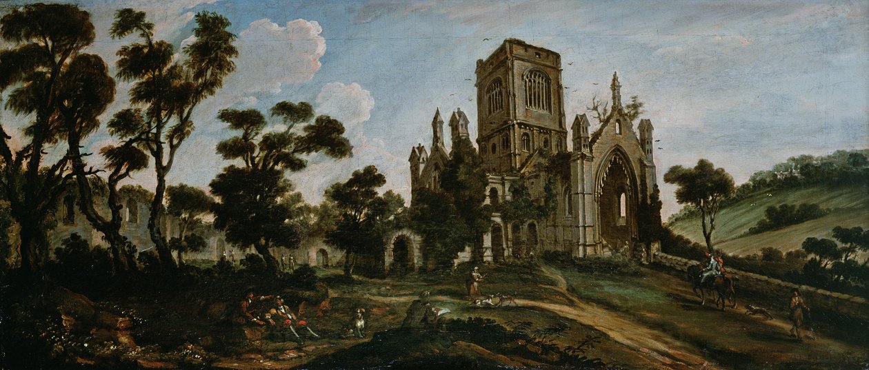 South View of Kirkstall Abbey, c.1738 od Johann Baptiste Bouttats