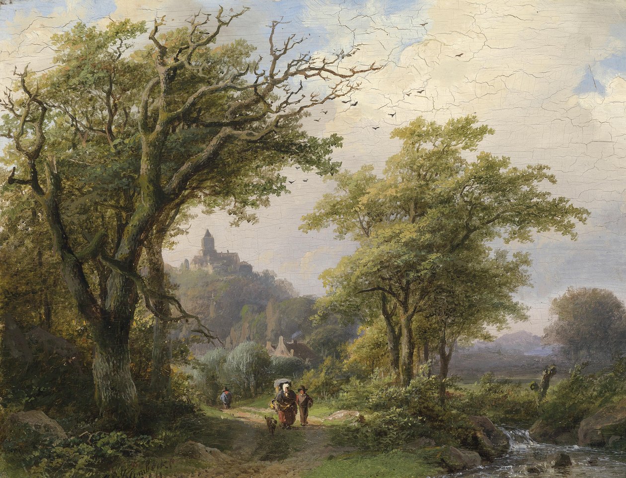 Turisté u potoka od Johann Bernhard Klombeck