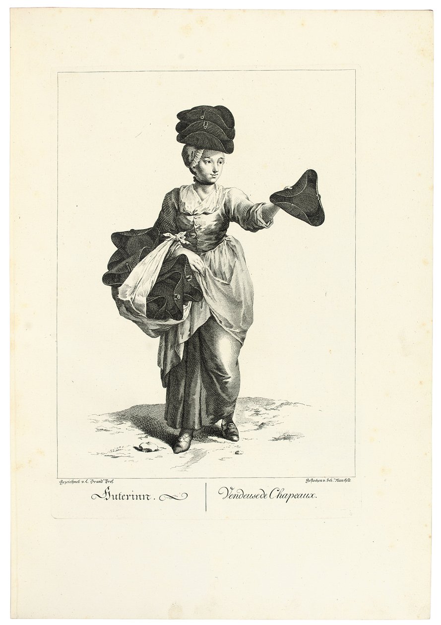 Prodejce klobouků od Johann Christian (after) Brand