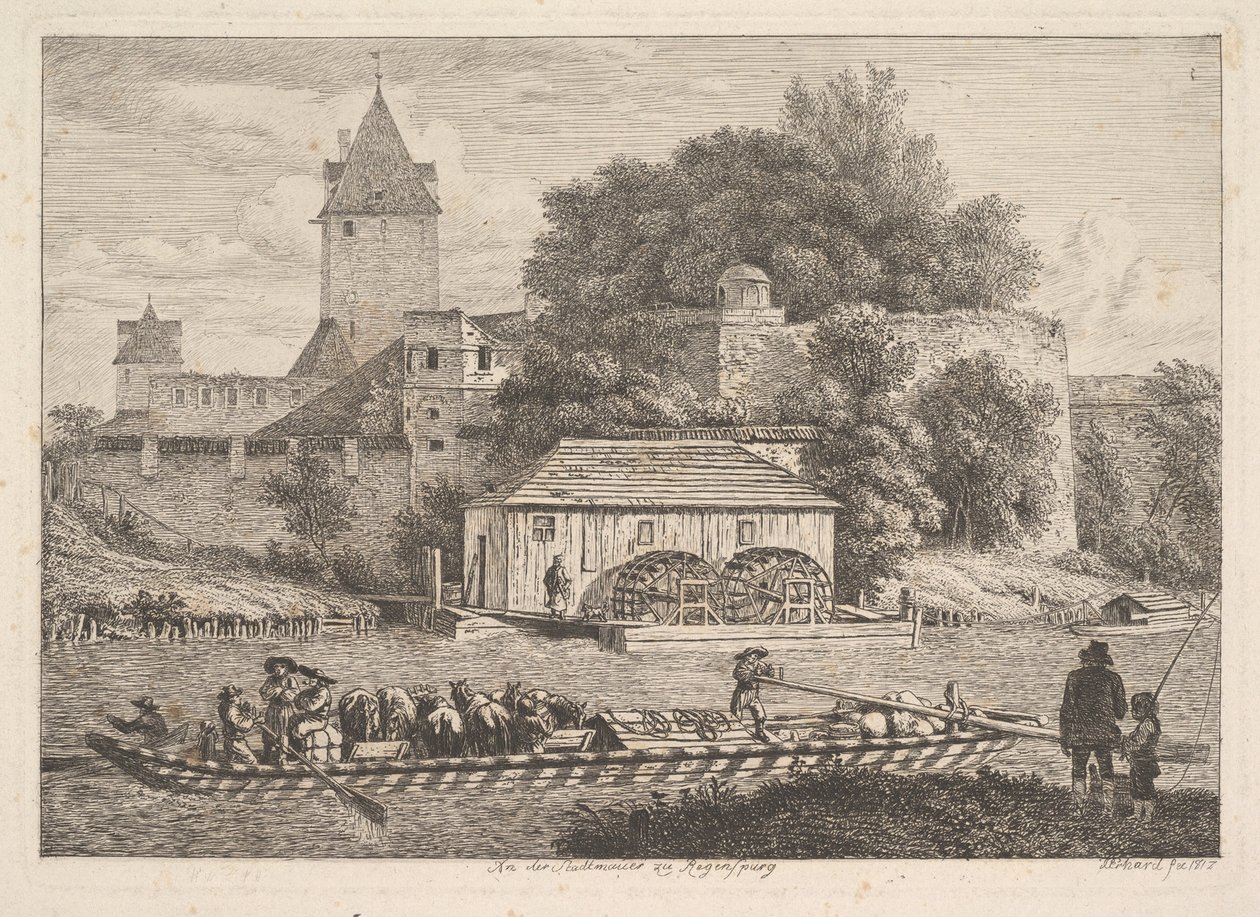 Městská zeď v Regensbergu, 1817. od Johann Christian Erhard