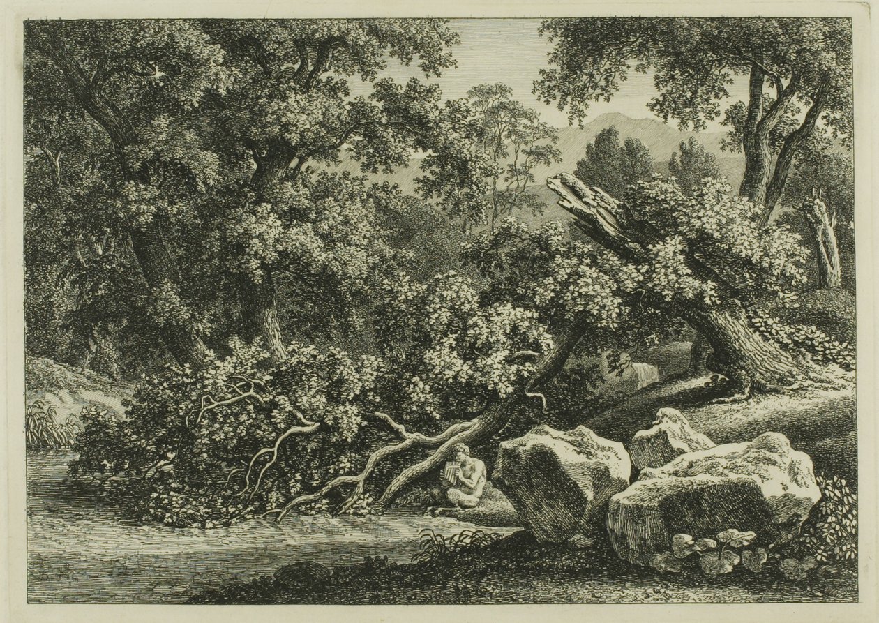 Krajina s Pan hrající na flétnu od Johann Christian Reinhart