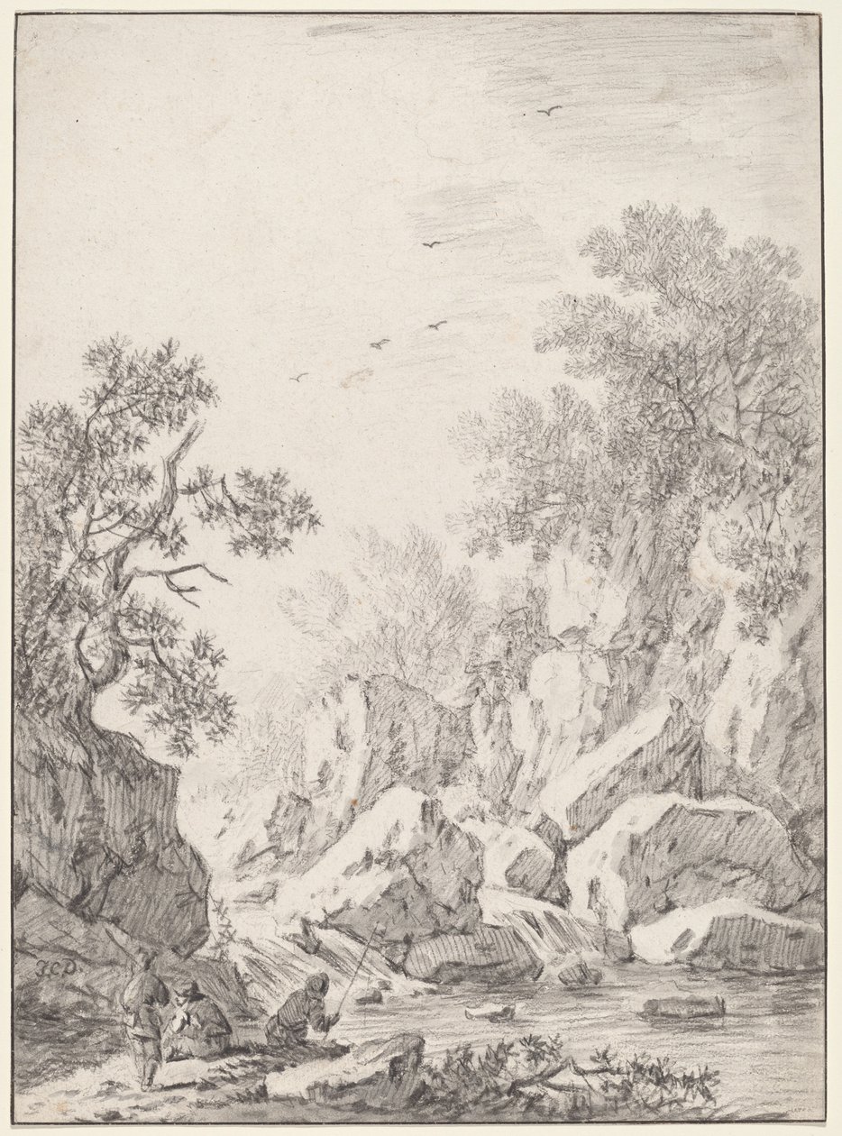 Vodopád u skalních útesů, 1750. od Johann Christoph Dietzsch