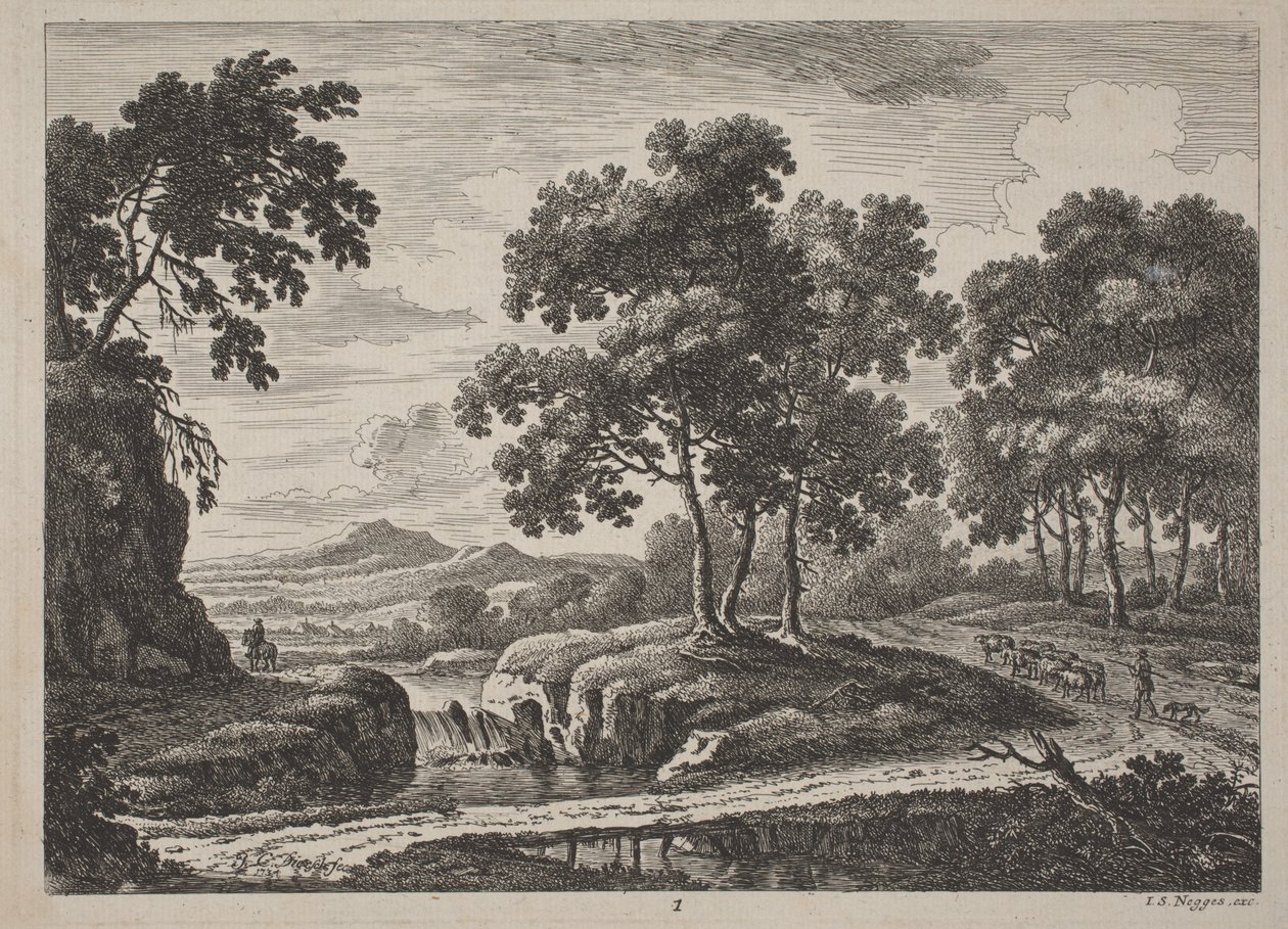 Panoramatické říční krajiny s cestovateli od Johann Christoph Dietzsch