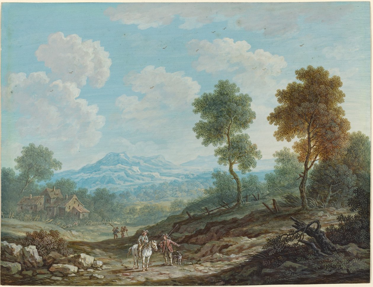 Cestovatelé v širokém údolí od Johann Christoph Dietzsch