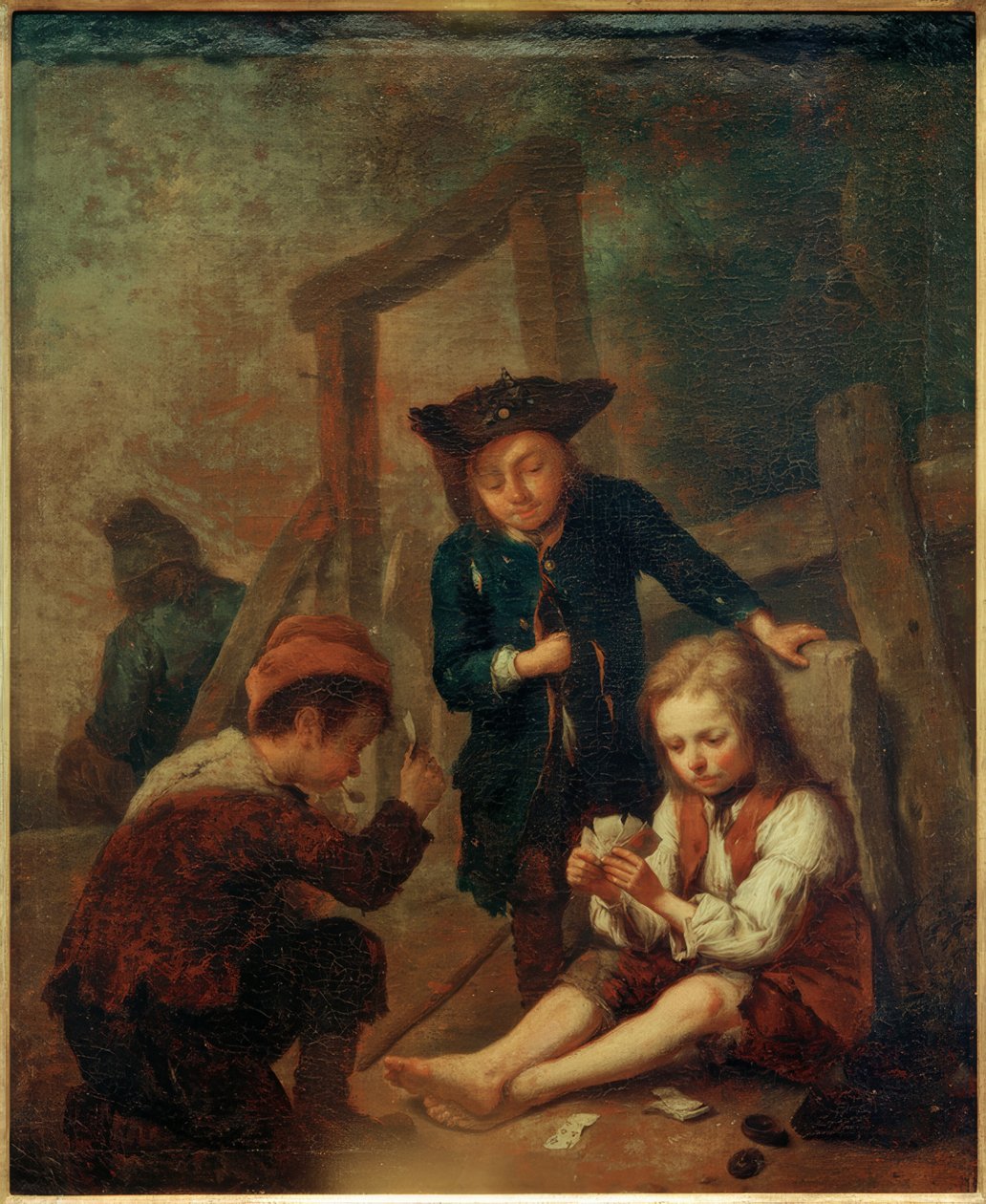 Chlapci hrají karty od Johann Conrad Seekatz