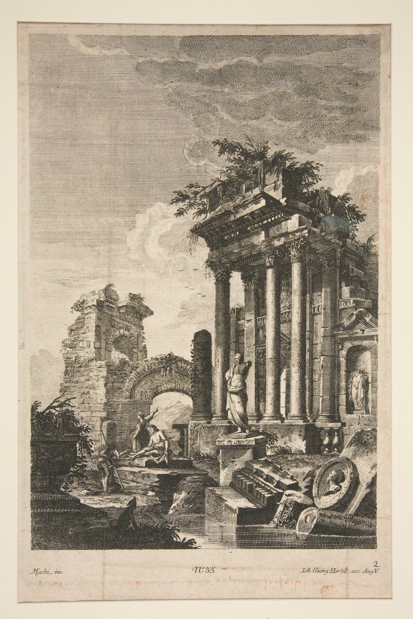Capriccio s římskými ruinami od Johann Georg Hertel