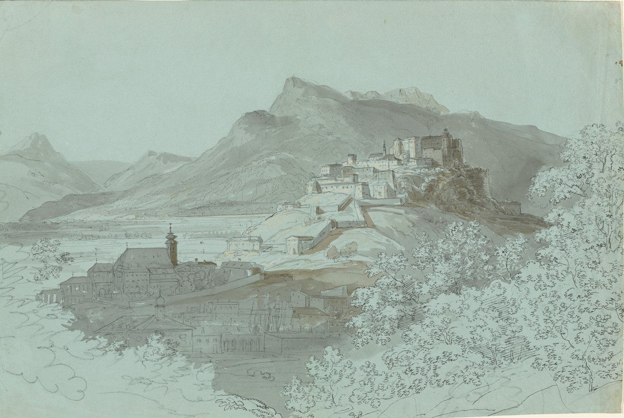 Pohled na Salzburg, 20. léta 19. století. od Johann Georg von Dillis