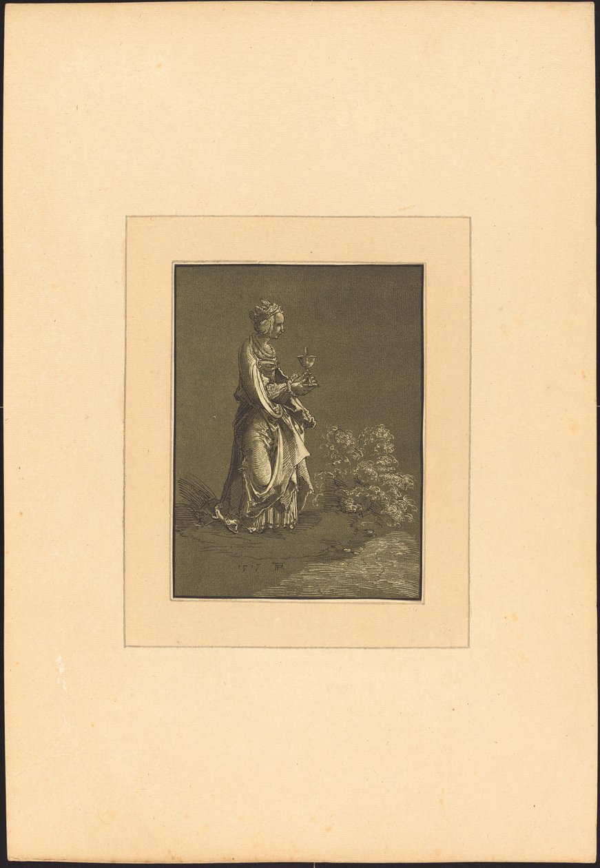 Svatá Barbora od Johann Gottlieb Prestel after Albrecht Altdorfer