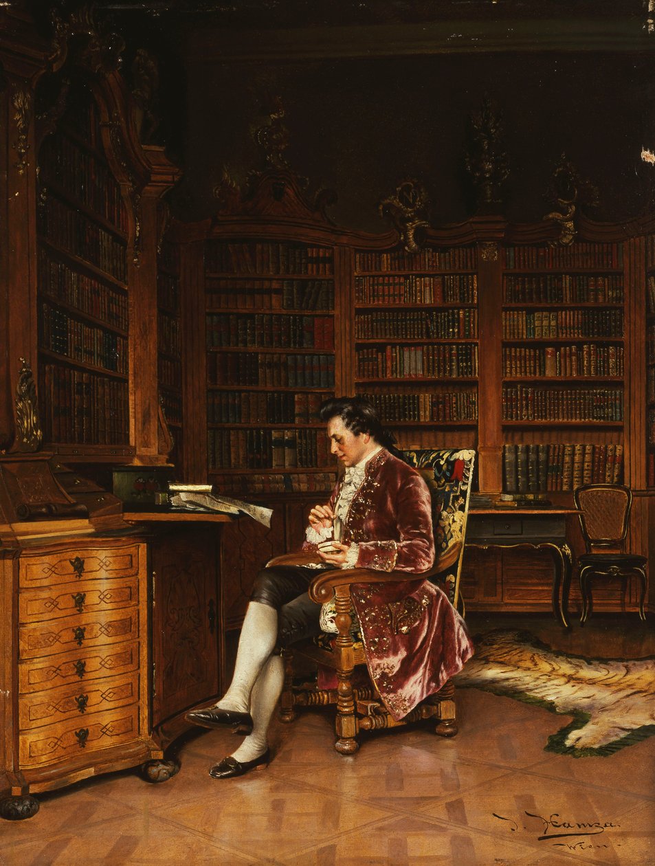 V knihovně, od Johann Hamza