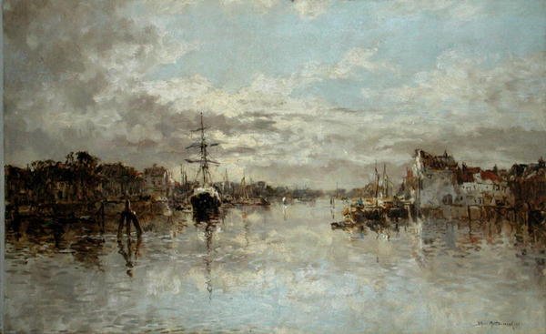 Pohled na Rotterdam (olej na plátně) od Johann Hendrik Mastenbroek